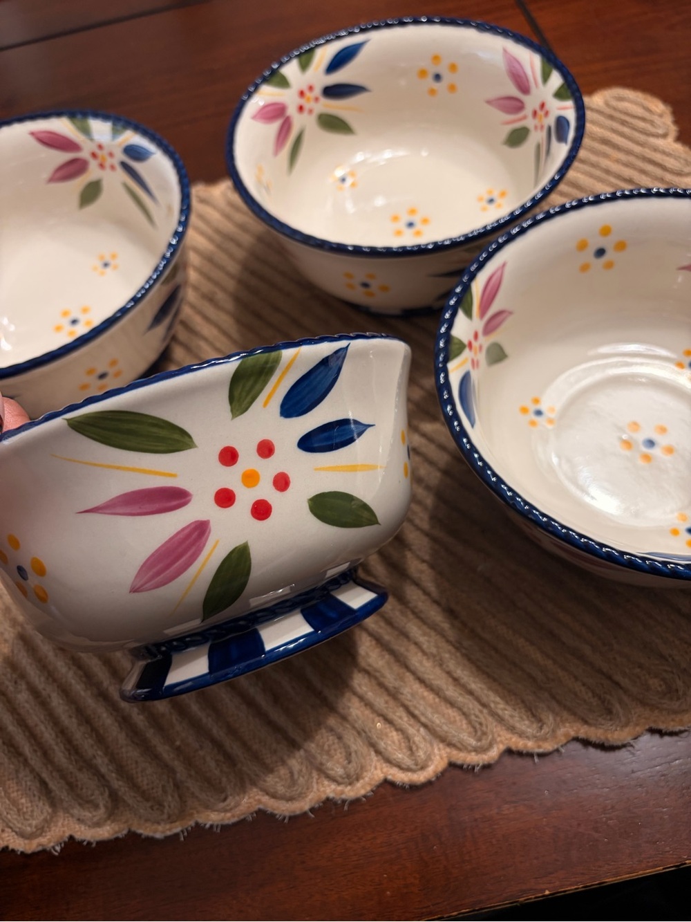 Set of 4 Temptations Ovenware by Tara "Old World Blue" 24 oz Ceramic Bowls
